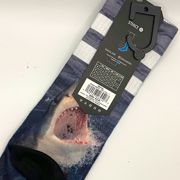 Stance Crew Height Shark Socks Sz L (9-12)...SHARK WEEK!! - Picture 2 of 2